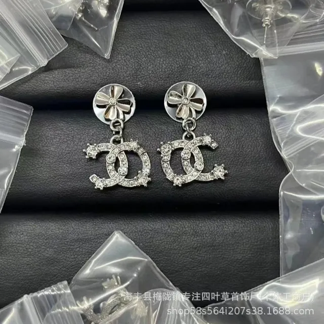 Chanel CC Flower Earrings Crystal-Embellished