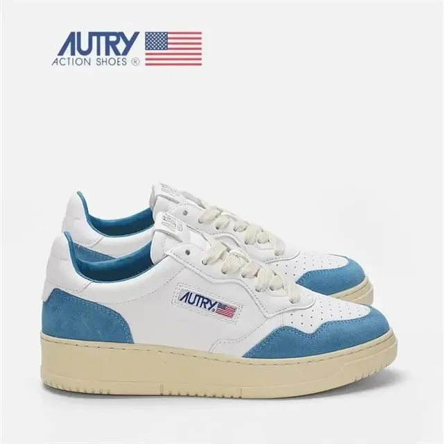 Autry Medalist Low White/Blue Suede