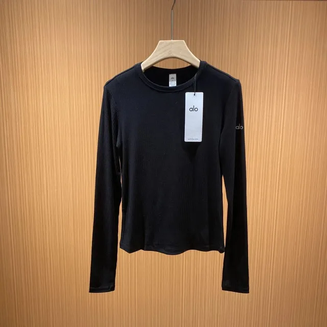 Alo Yoga Long Sleeve Ribbed Top Classic Black