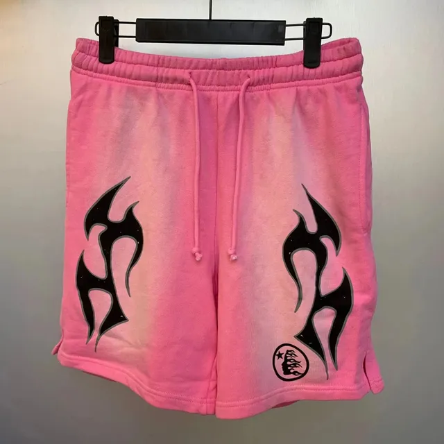 Hellstar Flame Shorts Ombre Pink with Black Flame Print