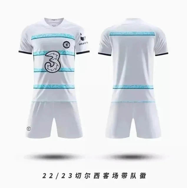 Adidas 22/23 Chelsea Away Kit White with Aqua Stripes