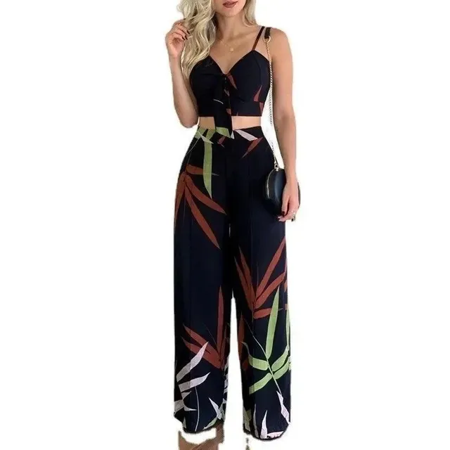 Two-Piece Set Tropical Leaf Print