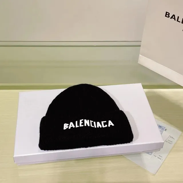 Balenciaga Logo Beanie White Logo