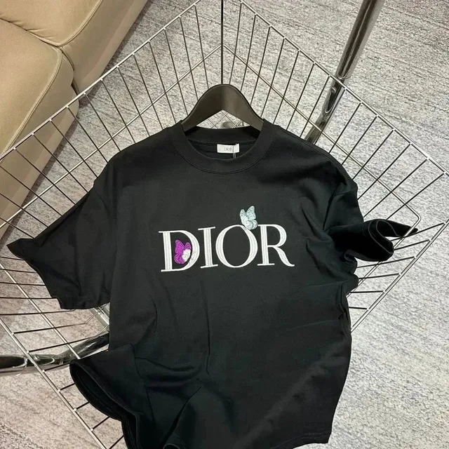 Dior Logo T-Shirt Butterfly Embroidery