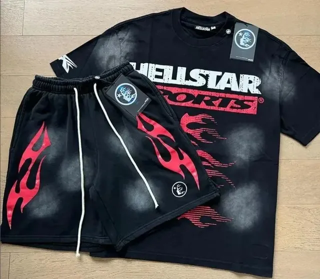 Hellstar Flame Print Set Black with Red Flames