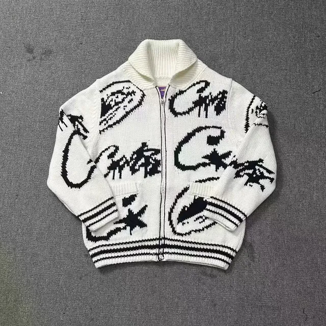 Stüssy Zip-Up Knit Sweater Graffiti Print