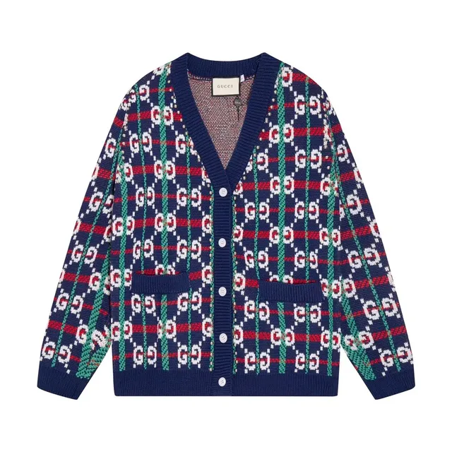 Gucci Knit Cardigan GG Diamond Pattern