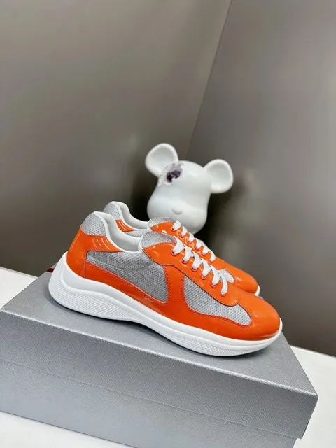 Prada Linea Rossa Trainer Orange Patent and Mesh