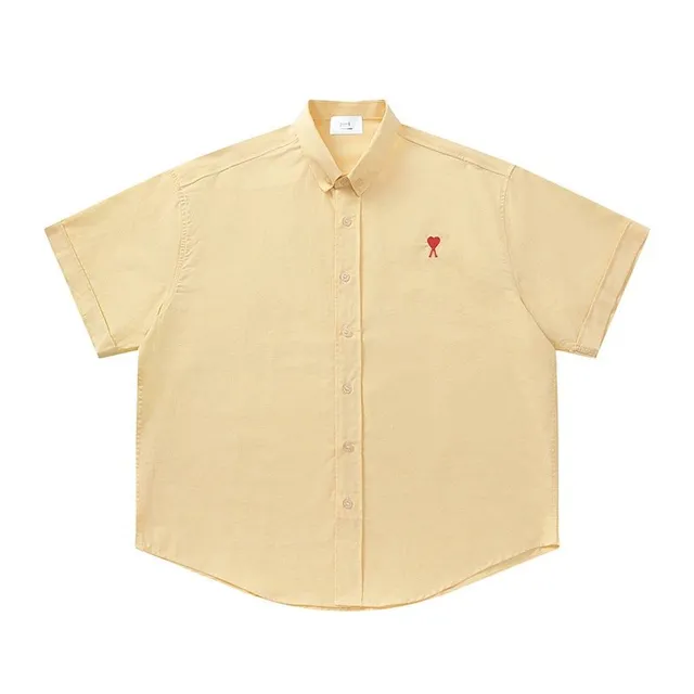 Amiri Short-Sleeve Button-Up Shirt Heart Logo