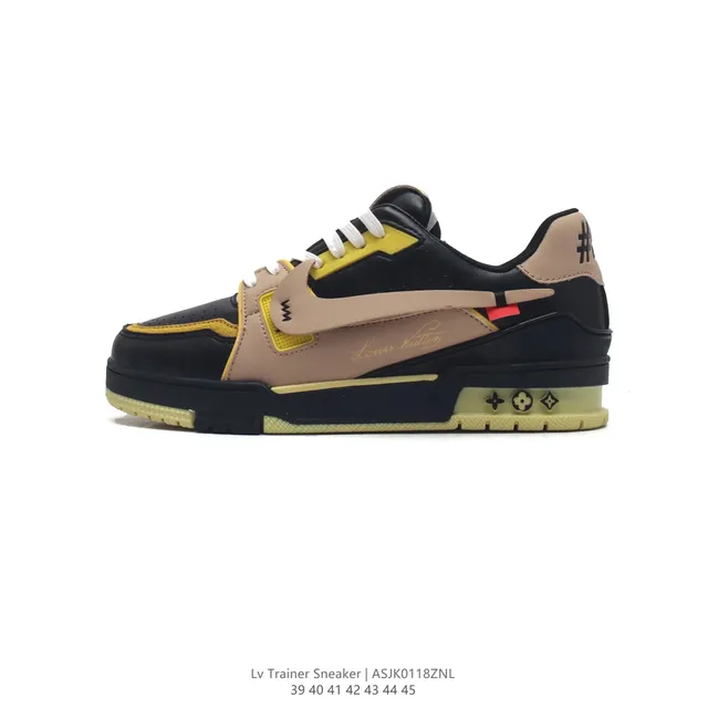 Louis Vuitton × Nike LV Trainer Sneaker Black Beige Yellow