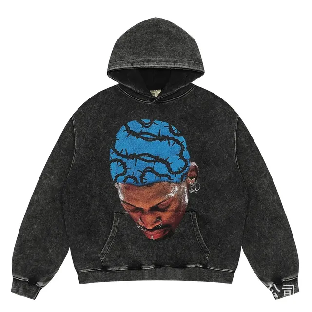 Graphic Hoodie Barbed Wire Print