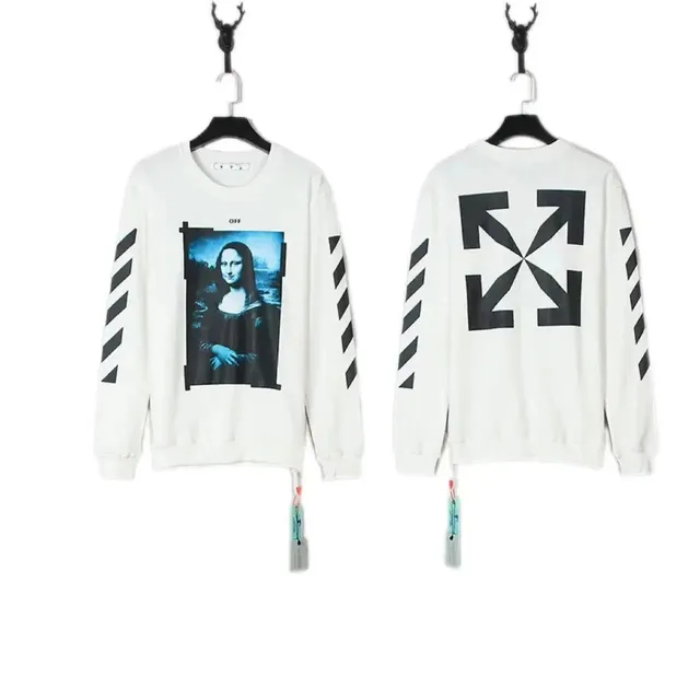 Off-White Cotton Sweatshirt Mona Lisa Print