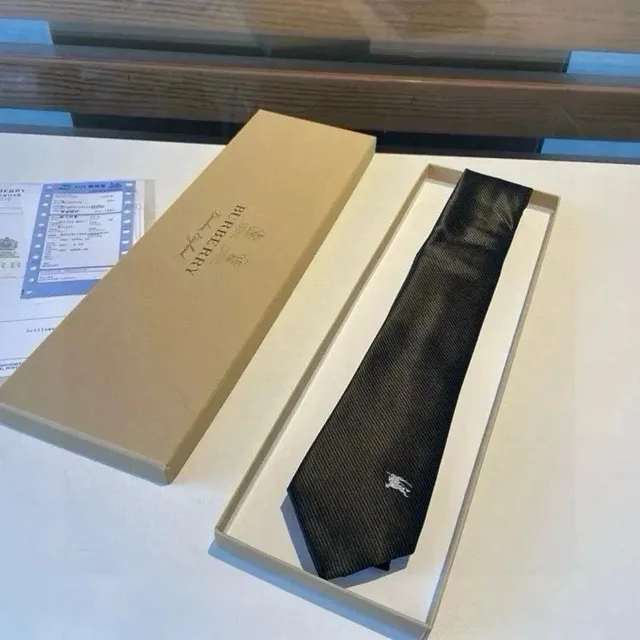Burberry Neck Tie Equestrian Knight Logo Black