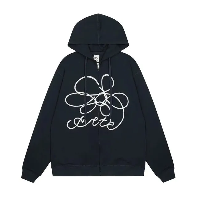 Zip-Up Hoodie Abstract Logo Print