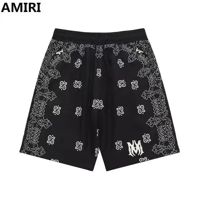 Amiri Bandana Print Shorts Black with White Bandana Pattern