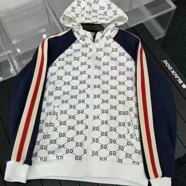 Gucci Zip-Up Hoodie GG Monogram with Web Stripe Sleeves