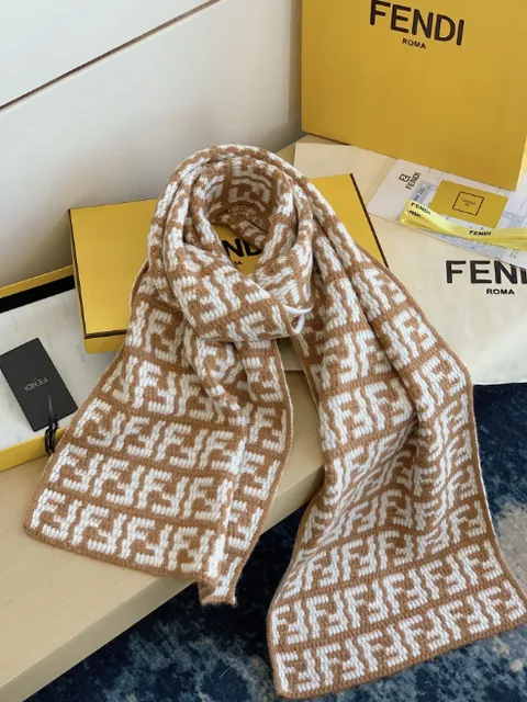 Fendi FF Logo Scarf Intarsia Knit