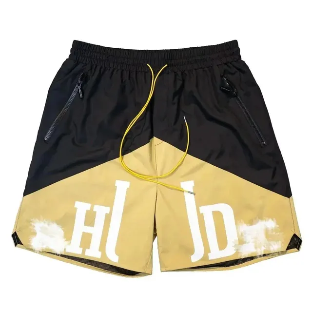 Hellstar Logo Shorts Black Beige Block