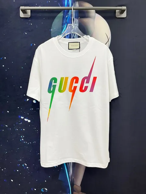 Gucci Logo T-Shirt Rainbow Lightning
