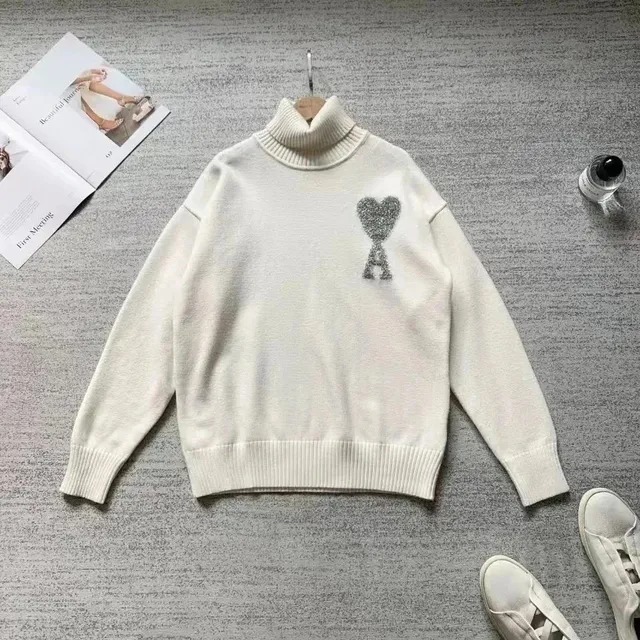 Amiri Turtleneck Sweater Crystal Heart Logo