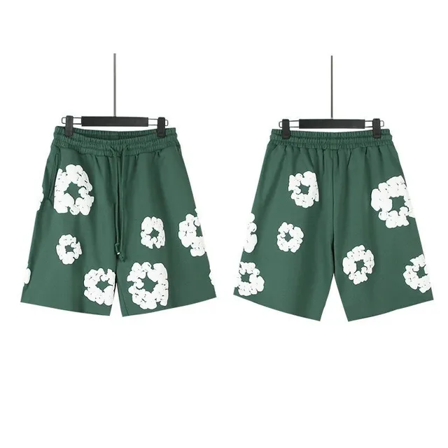Printed Shorts Floral Appliqué