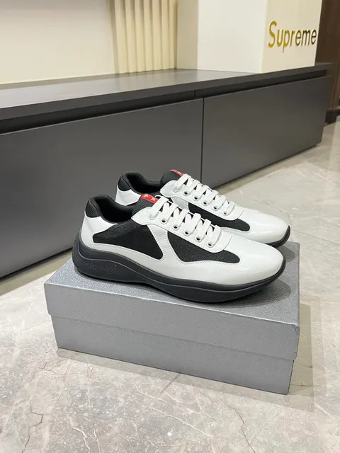 Prada Linea Rossa Sneaker White Black Patent