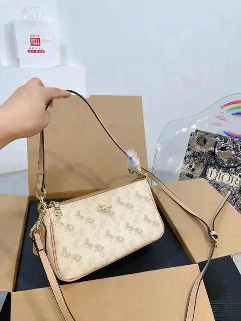 Coach Shoulder Bag Horse and Carriage Print
