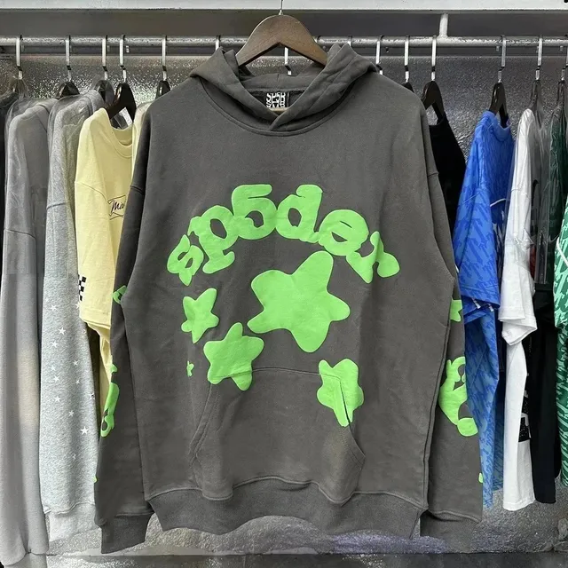 Sp5der Hoodie Neon Star Print
