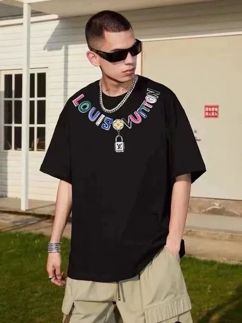 Louis Vuitton Graphic T-Shirt Multicolor Logo Print