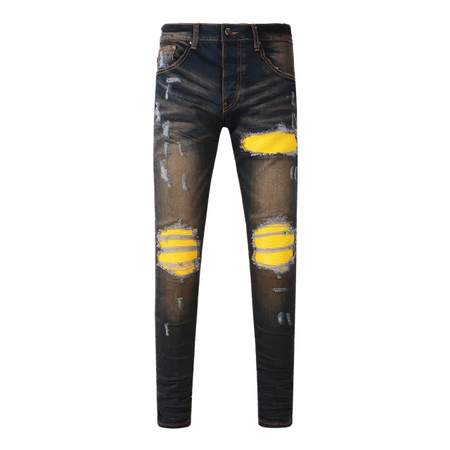 Distressed Jeans Yellow Patch Repair