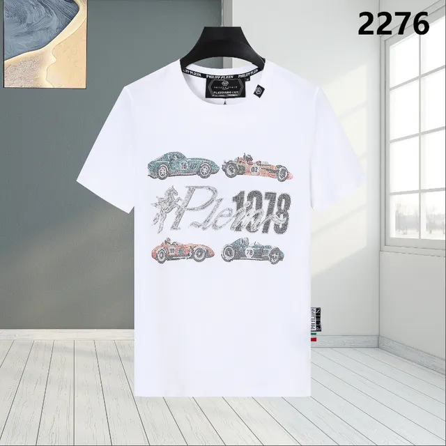 Philipp Plein Graphic T-Shirt Racing Cars Crystal Embellished