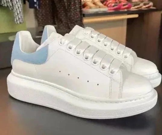 Alexander McQueen Oversized Sneaker White with Light Blue Heel
