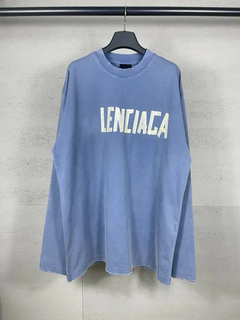 Balenciaga Logo Tee Washed Blue