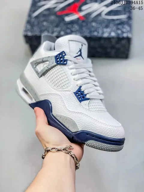 Air Jordan 4 White Navy