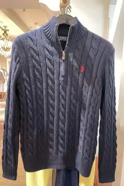 Polo Ralph Lauren Cable Knit Quarter-Zip Sweater Navy Cable Knit