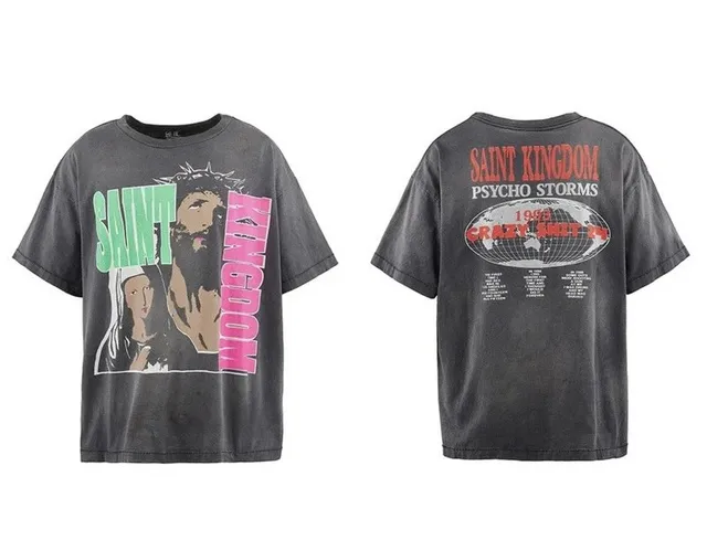 Saint Laurent Graphic Tee Psycho Storms Print
