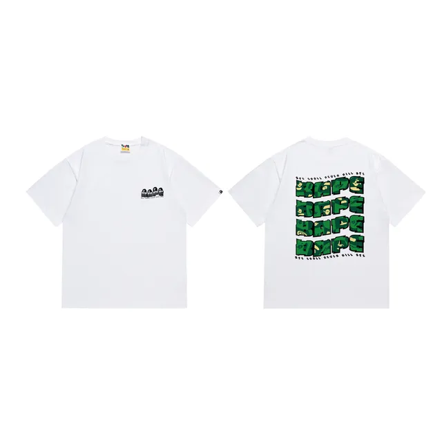 BAPE Graphic T-Shirt Green Camo Logo Print