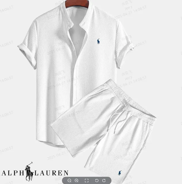 Polo Ralph Lauren Short-Sleeve Shirt and Shorts Set Ribbed Cotton