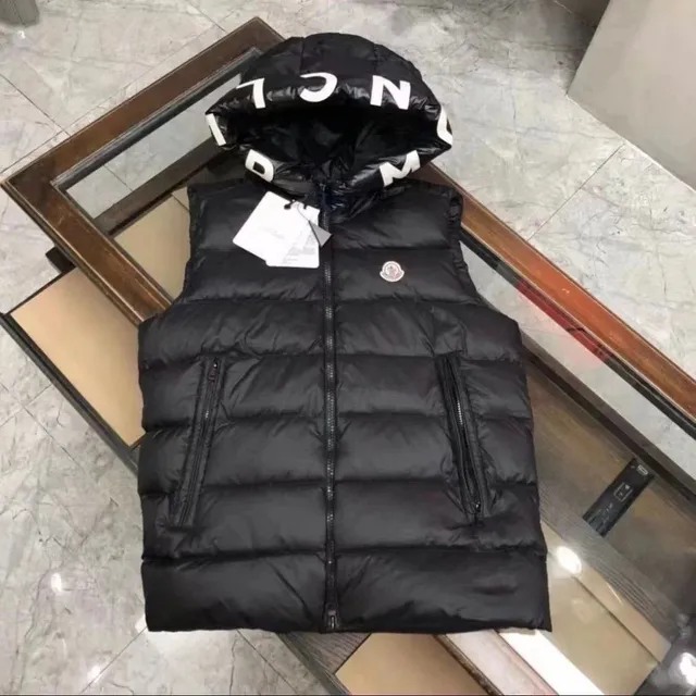 Moncler Puffer Vest Logo Hood Black