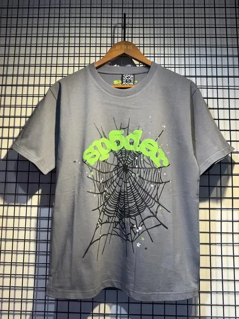 Sp5der Spiderweb Tee Neon Green Spiderweb Print