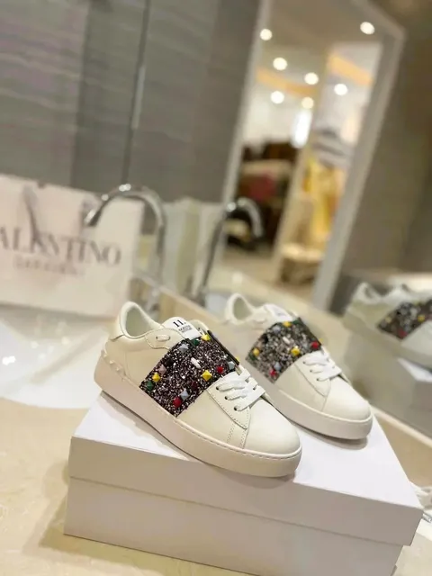Valentino Rockstud Sneaker Glitter Stud Strap