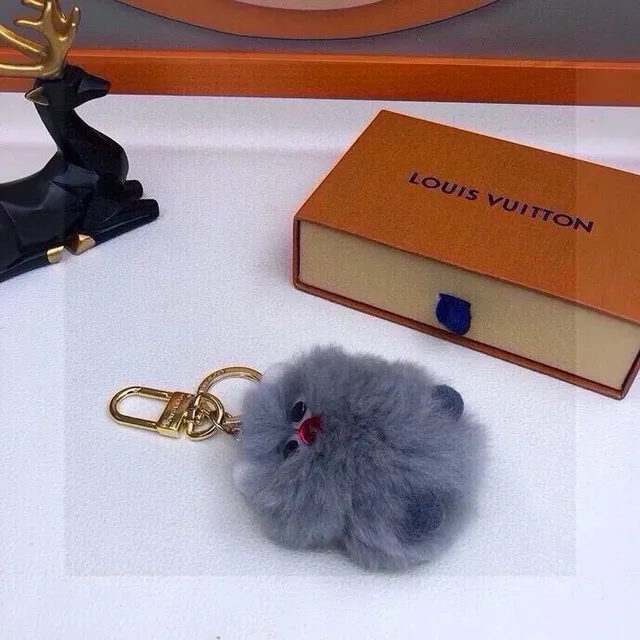 Louis Vuitton Furry Keychain Grey Pompom
