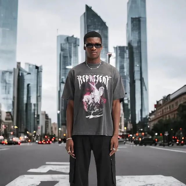 Represent Graphic Tee Distressed Eagle Print