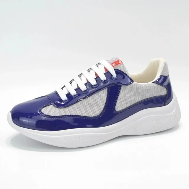 Prada Trainer Navy Patent and Mesh