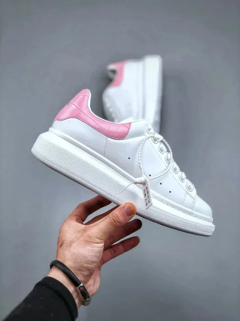 Alexander McQueen Oversized Sneaker White Pink Croc-Embossed