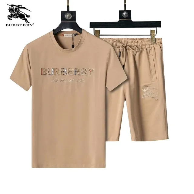 Burberry Logo Tee and Shorts Set Embroidered Equestrian Knight