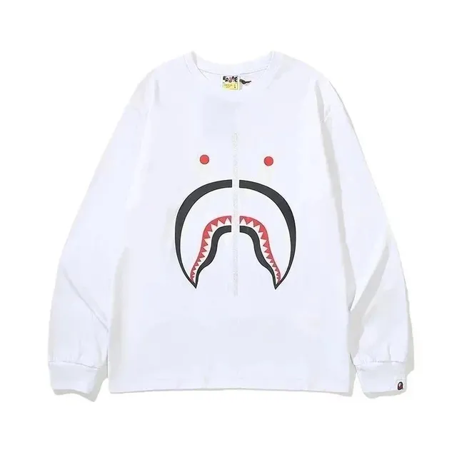 BAPE Shark Long Sleeve Tee White Shark Face