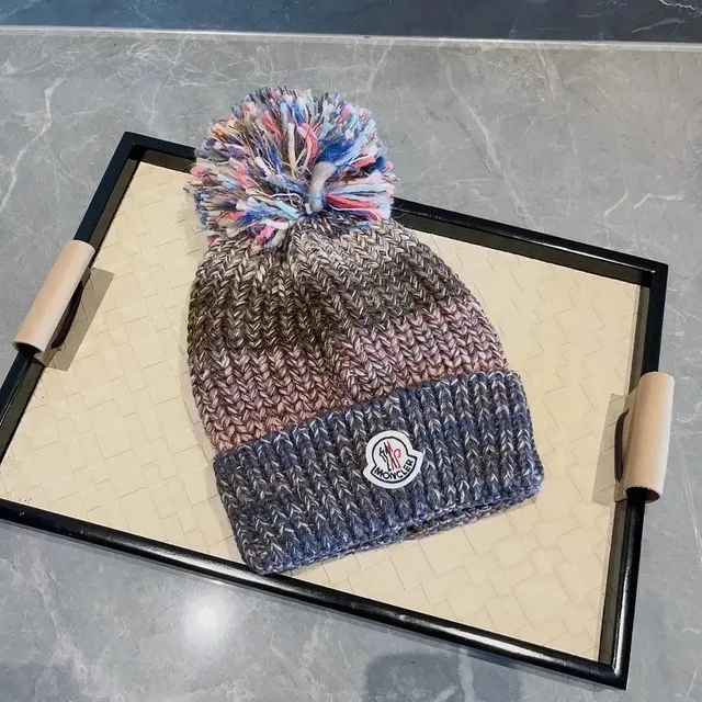 Moncler Knit Beanie Multi-Color Gradient with Pom-Pom