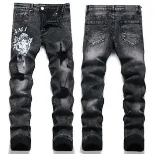 Amiri Distressed Jeans Graffiti Print