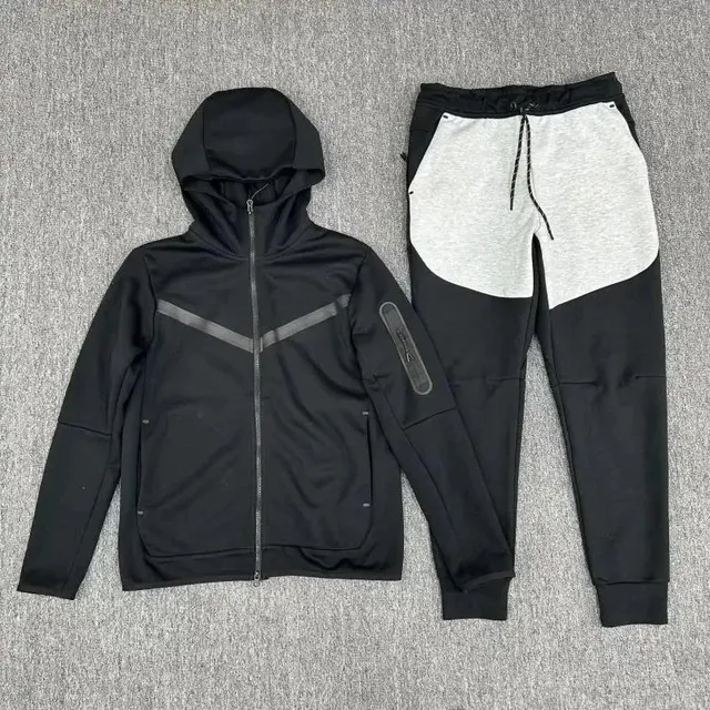 Nike Tech Fleece Hoodie and Joggers Black/Heather Grey